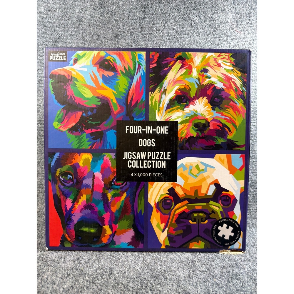 Professor Puzzle Four-in-One Dogs Jigsaw Puzzle Collection 4x1000 Pieces Vibrant